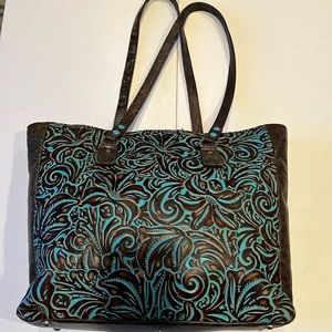 Patricia Nash Tote Purse - Brown & Teal